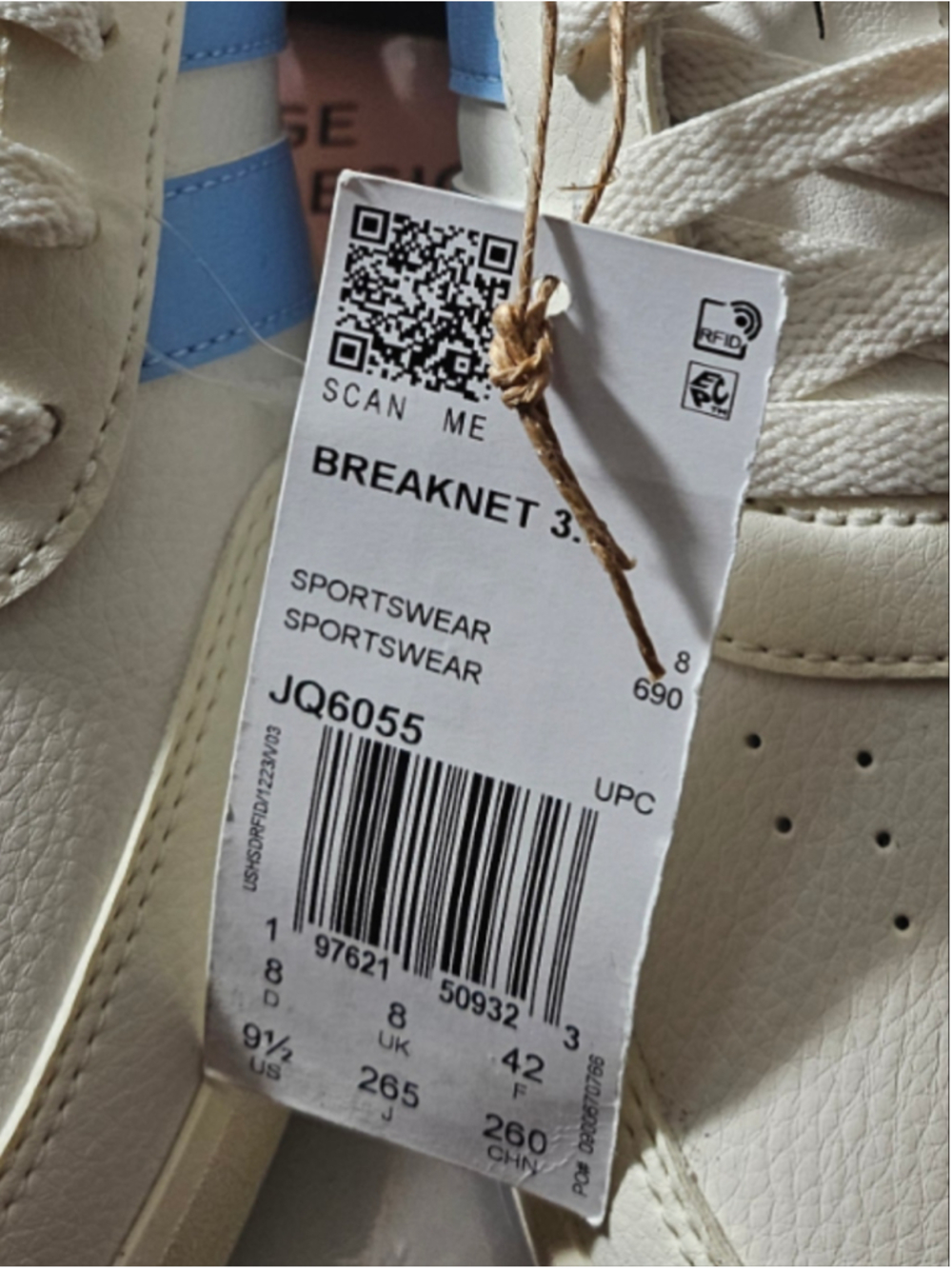 Adidas Breaknet 3.0 Women's Sneakers JQ6055 Core White Glow Blue Off White - Picture 7 of 7